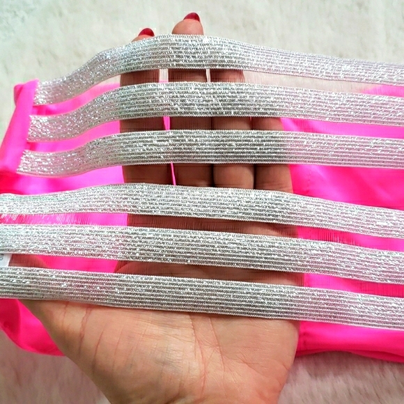 Pink Bandeau Top Ruched Back Bikini Set Swimsuit - Picture 6 of 7